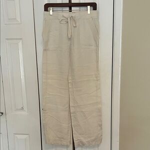 LOFT Lounge Neutral Beige wide leg linen pants